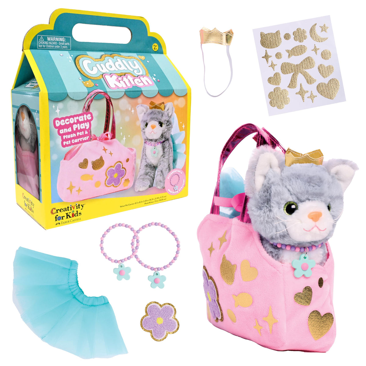 Creativity for Kids Cuddly Kitten Kit soft gray kitten for imaginative play