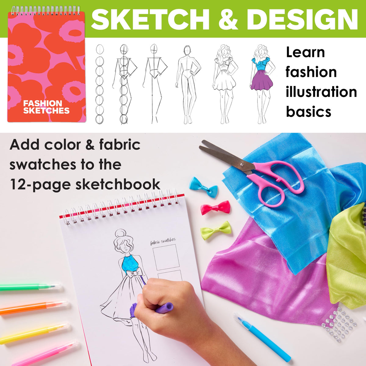 Creativity for Kids Design by You Fashion Studio swatch booklet helps plan color palettes