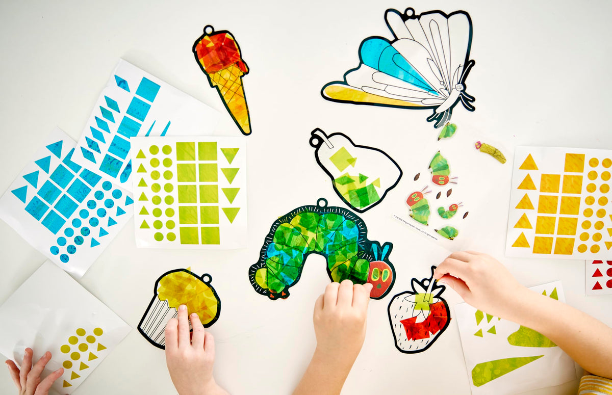 Creativity for Kids Hungry Caterpillar suncatchers come in a 24-pack for group activities