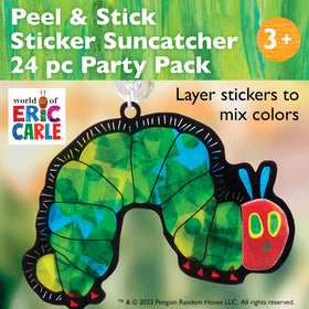 Creativity for Kids Hungry Caterpillar suncatchers encourage sticker layering for mosaic art