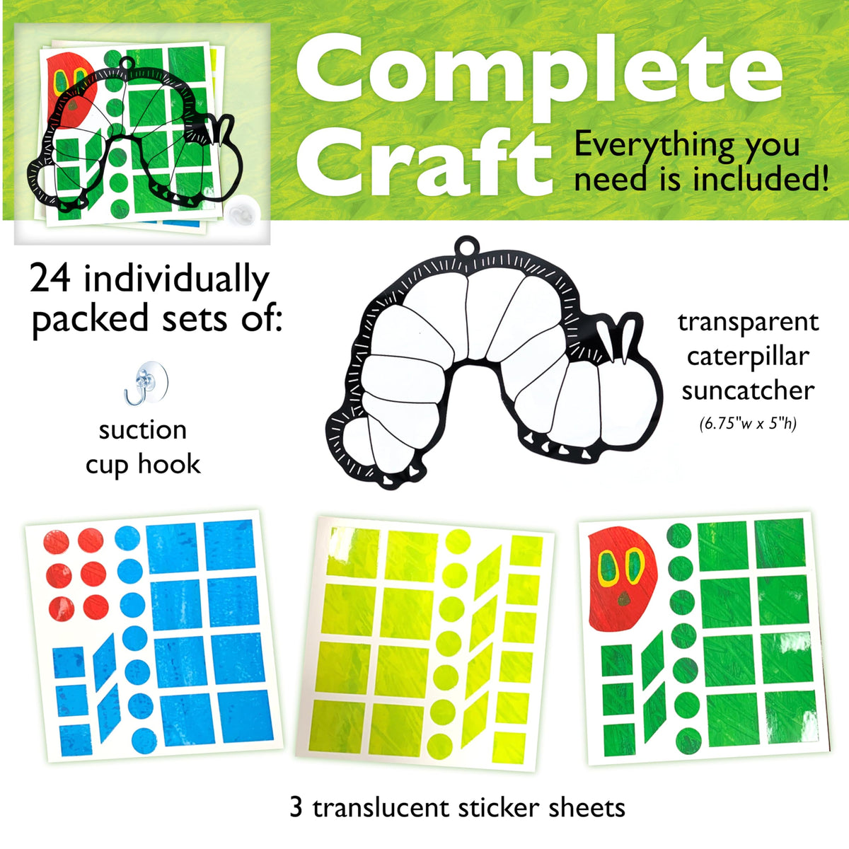 Creativity for Kids Hungry Caterpillar suncatchers offer a mess-free, easy craft for toddlers
