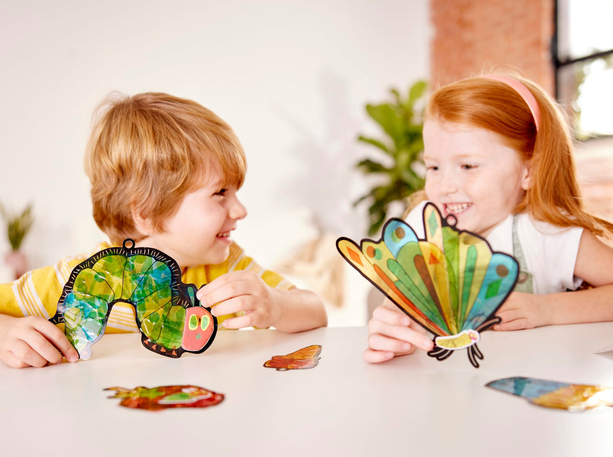 Creativity for Kids Hungry Caterpillar suncatchers provide a colorful take-home keepsake