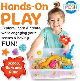 Creativity for Kids Beach sensory bin with foam crab for hands-on exploration