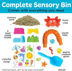 Creativity for Kids Beach bin image featuring sandcastle molds for fine motor practice