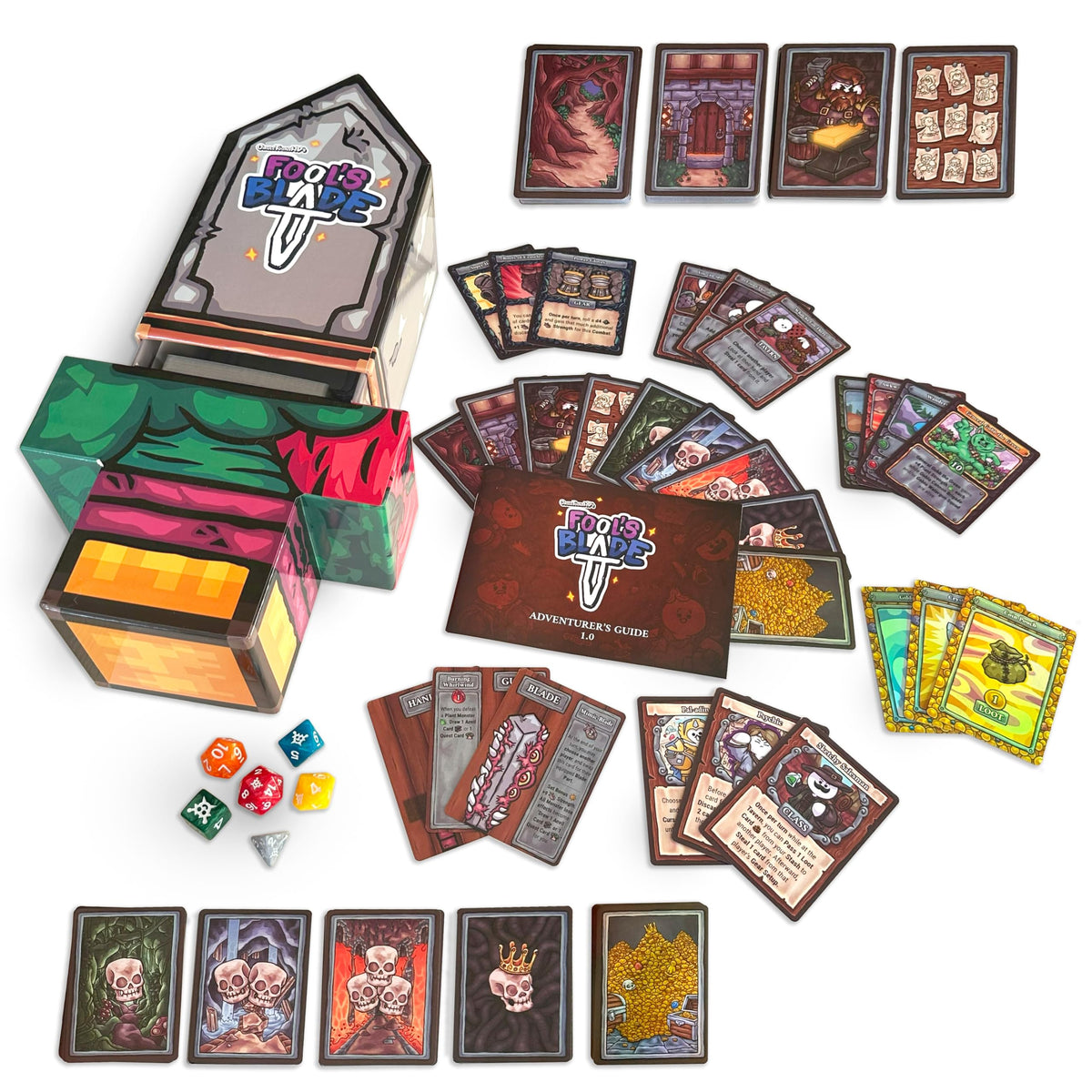 Creator Ink Fool's Blade first edition box open reveals a collectible sword box for epic game nights.