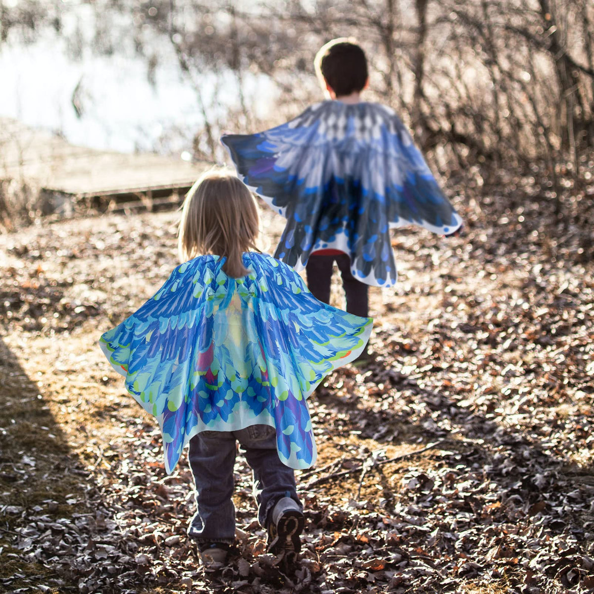Creatoy bird wings costume back view showing wing span for action poses