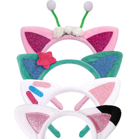 Creatoy cat ears headbands with glitter accents for playful dress-up fun.