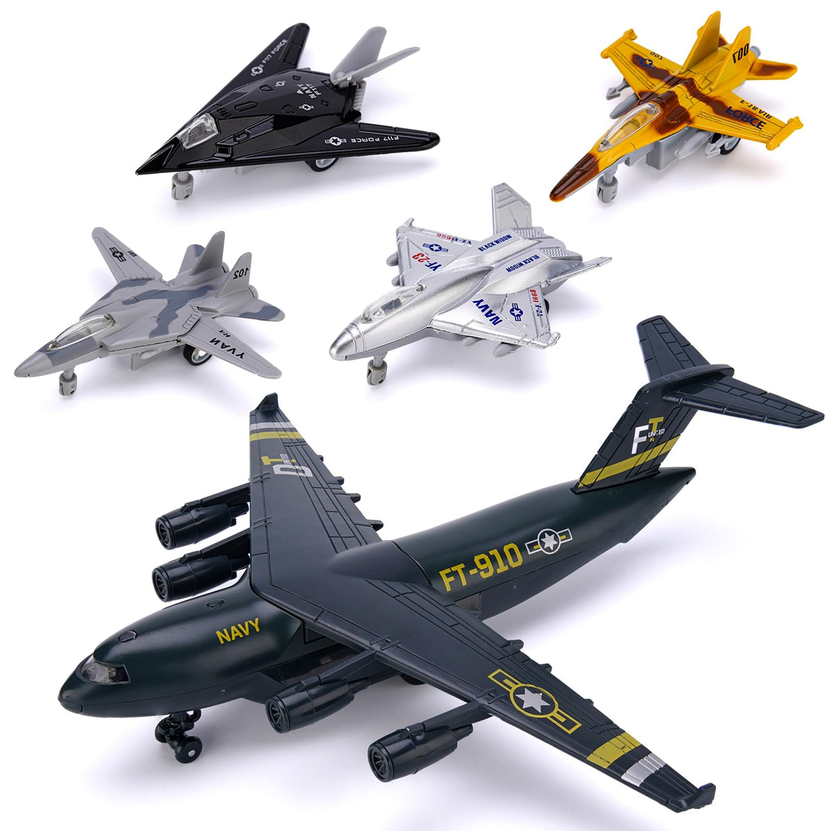 Crelloci 5-pack airplane toys set for imaginative play and collection.