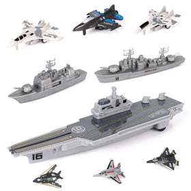 Crelloci aircraft carrier playset with deck and jets for immersive pretend naval missions.