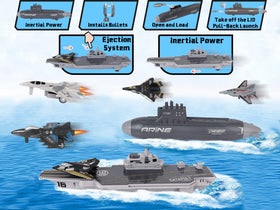 Crelloci battleship model and supply ship ready for kid-friendly maritime adventures.