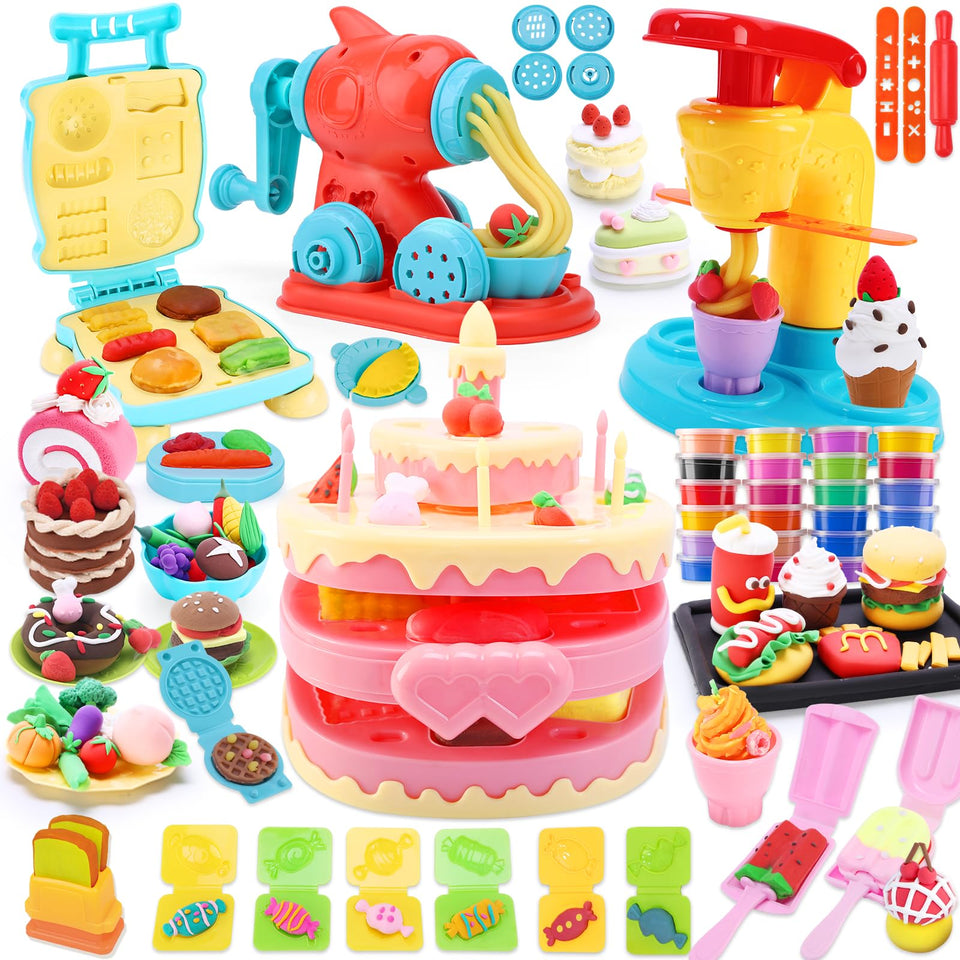 Crelloci four-in-one color dough noodle maker inspires imaginative play.