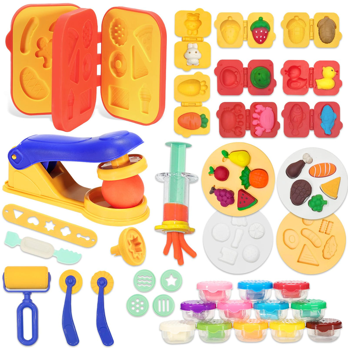 Crelloci Play Color Dough Tools Set full kit for imaginative play at home.