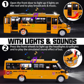 Crelloci school bus toy pull-back action for quick racing fun