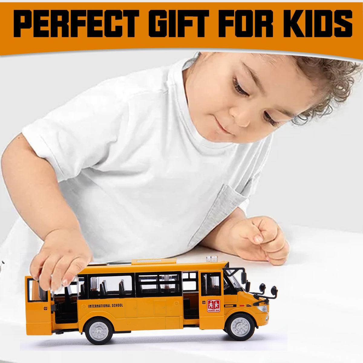 Crelloci school bus toy stop sign detail enhances interactive learning moments