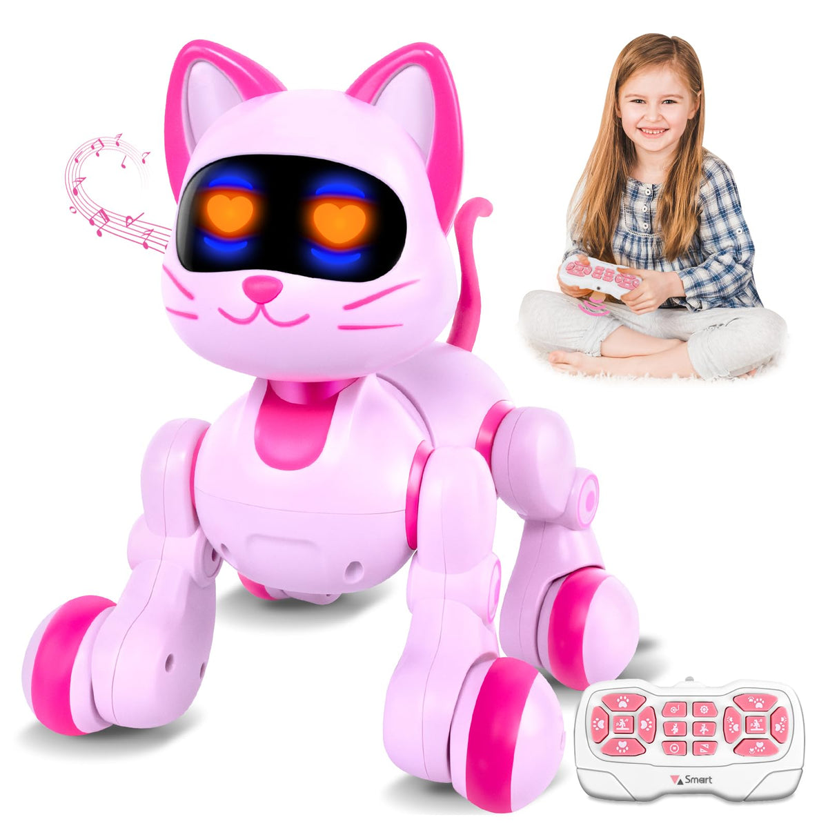 Cretargio Robot Cat front view in pink design for engaging playtime