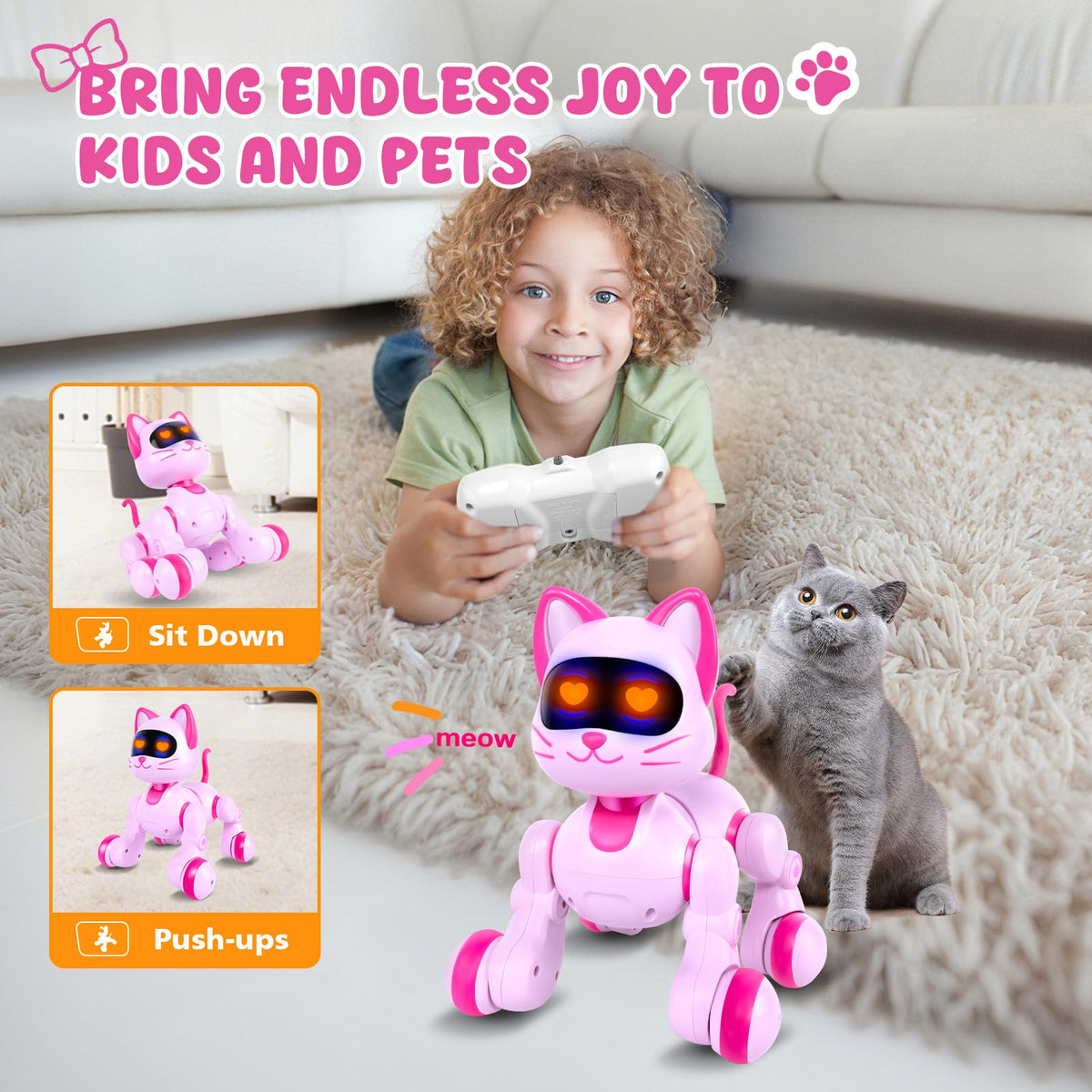 Cretargio Robot Cat remote-control use enables forward and backward moves