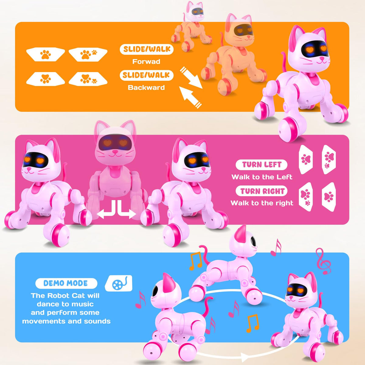 Cretargio Robot Cat touch head interactive feature sparks imaginative pretend play