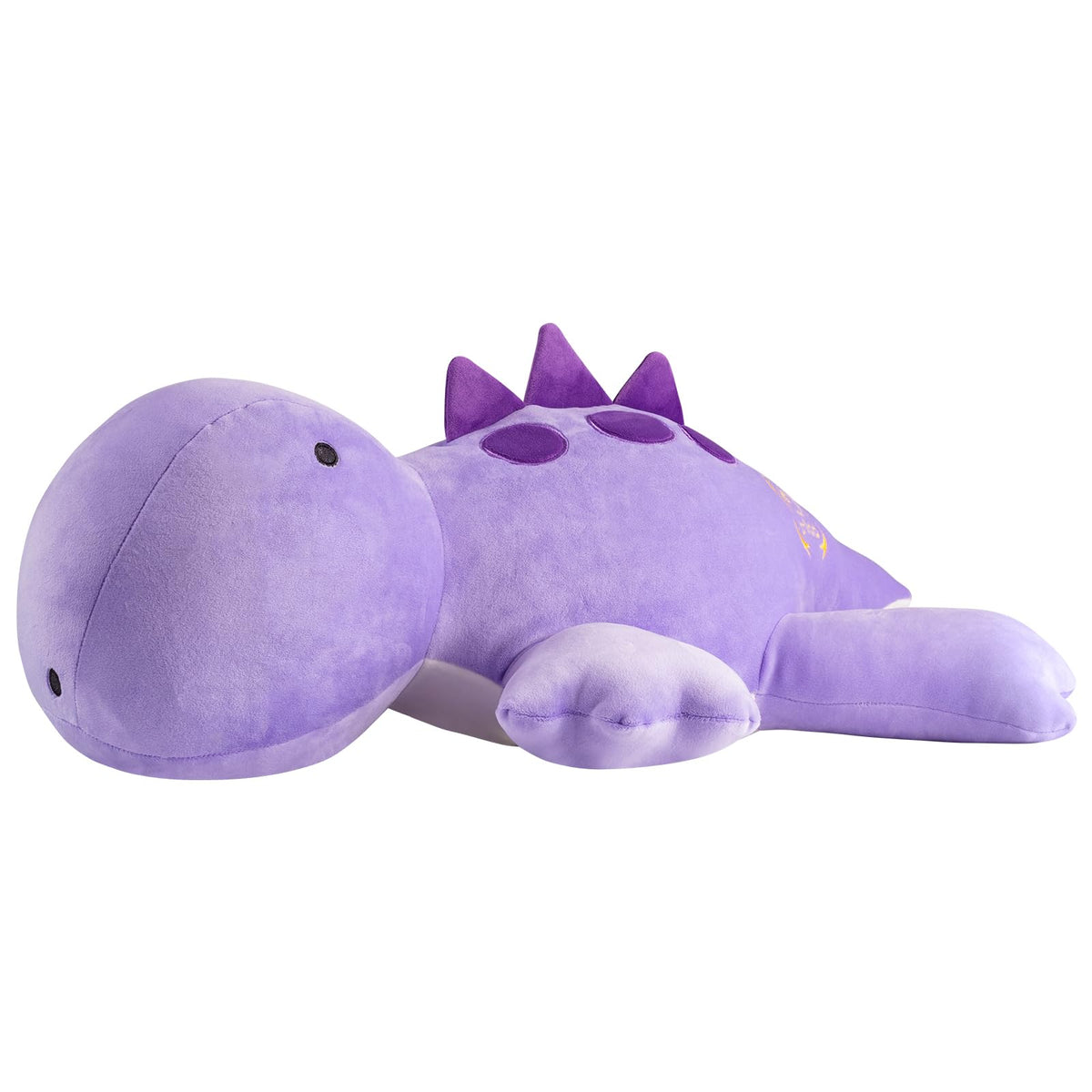 Crillop 4lb weighted dinosaur plush body close-up illustrates fixed weight design.