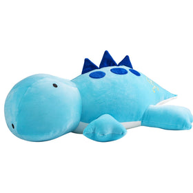Crillop blue dinosaur close-up highlights soft fabric and non-toxic materials.