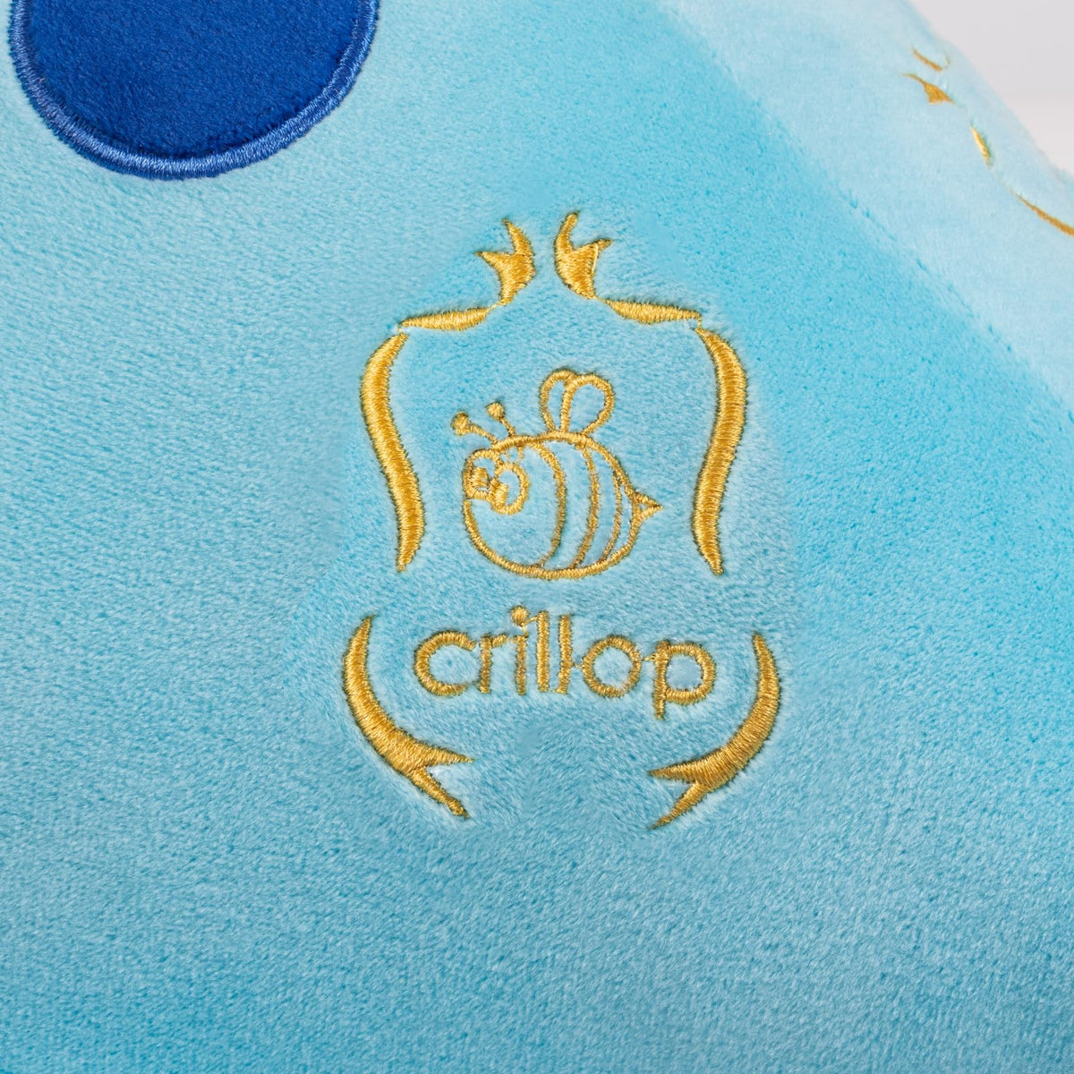 Crillop blue dinosaur shown as a cozy gift for kids or adults.