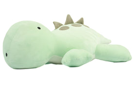 Crillop green dinosaur weighted plush, front view, provides a comforting hug to ease anxiety.