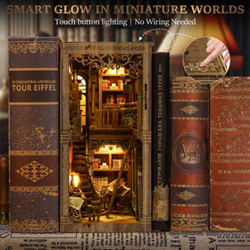 CRIOLPO Book Nook Kit detailed shelves highlight lifelike book spines.