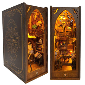 CRIOLPO Book Nook Kit diorama scene adds cozy decorative centerpiece to your shelf.