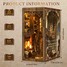 CRIOLPO Book Nook Kit LED lighting adds warm ambiance on display.