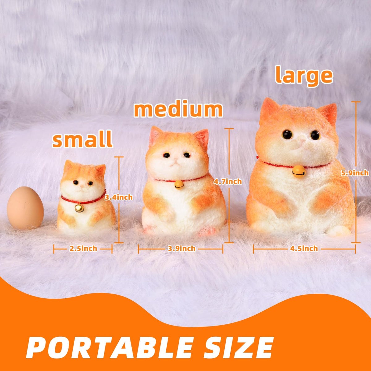 CritterCopia Big Taba Cat side view orange squishy toy for focus and relaxation.