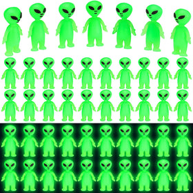 CroBlissful 100-pack glow-in-the-dark alien figures for space party favors.