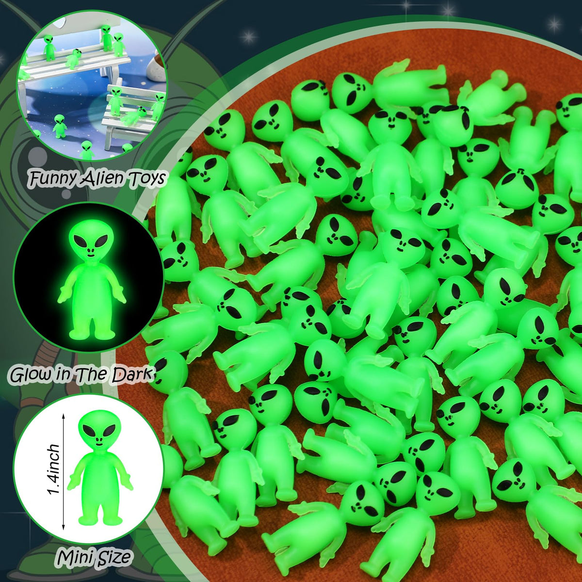 CroBlissful alien figures displayed as quirky table centerpieces.