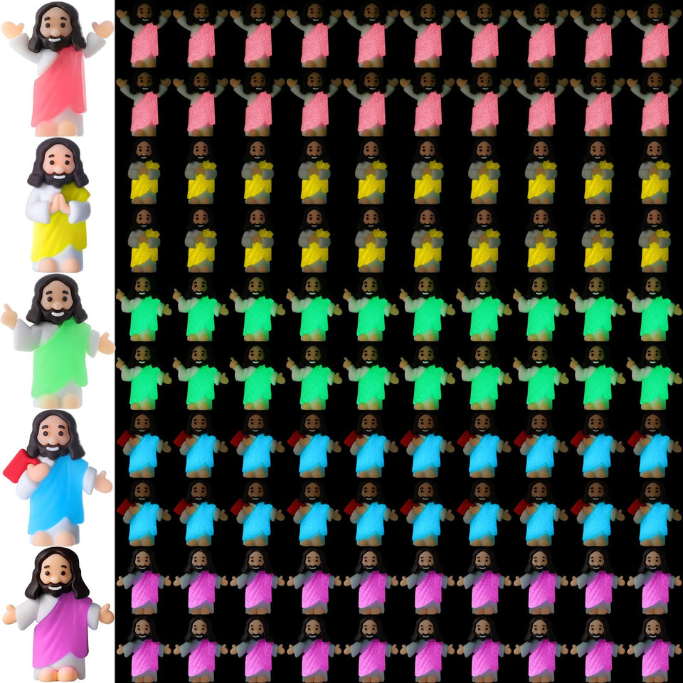 CroBlissful green Little Jesus figurine glows softly for nighttime faith reminders