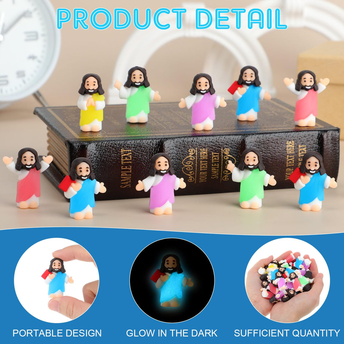 CroBlissful red Little Jesus figurine glows after light exposure for a warm night display