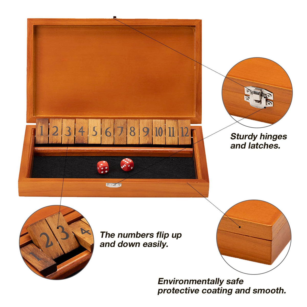 Crobyi Shut The Box 12-number tiles visible for quick math practice