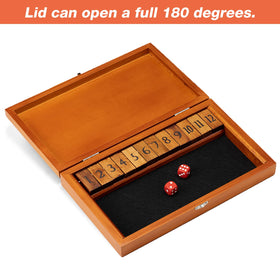 Crobyi Shut The Box interior with felt lining muffles dice