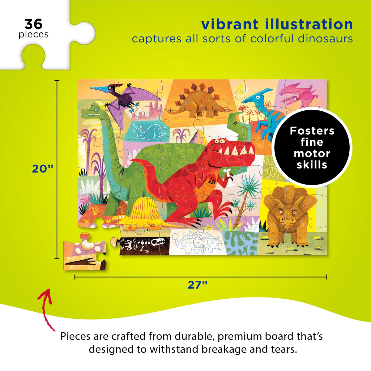 Crocodile Creek bright colors design captures attention and aids early puzzle mastery