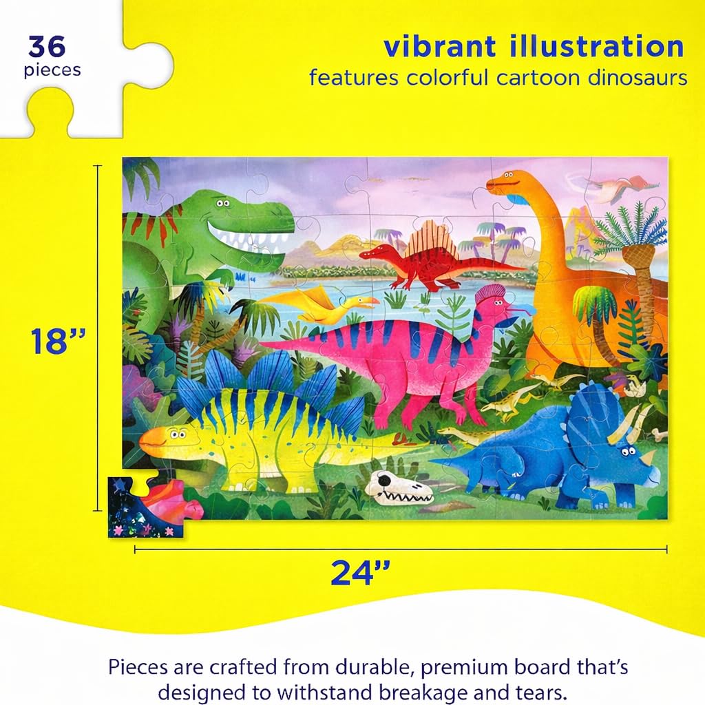 Crocodile Creek Dino Land floor puzzle on the floor for collaborative play