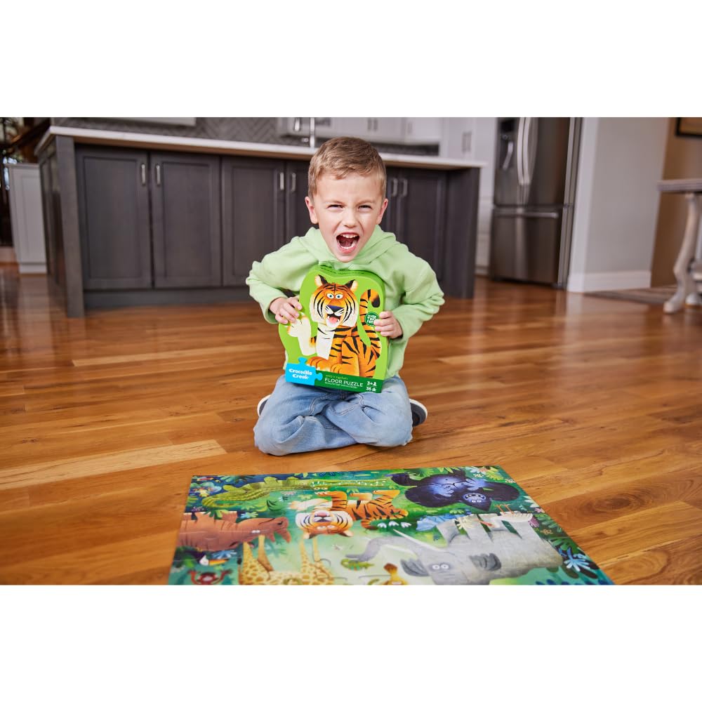 Crocodile Creek finished puzzle measures 18 by 24 inches for immersive, screen-free play.