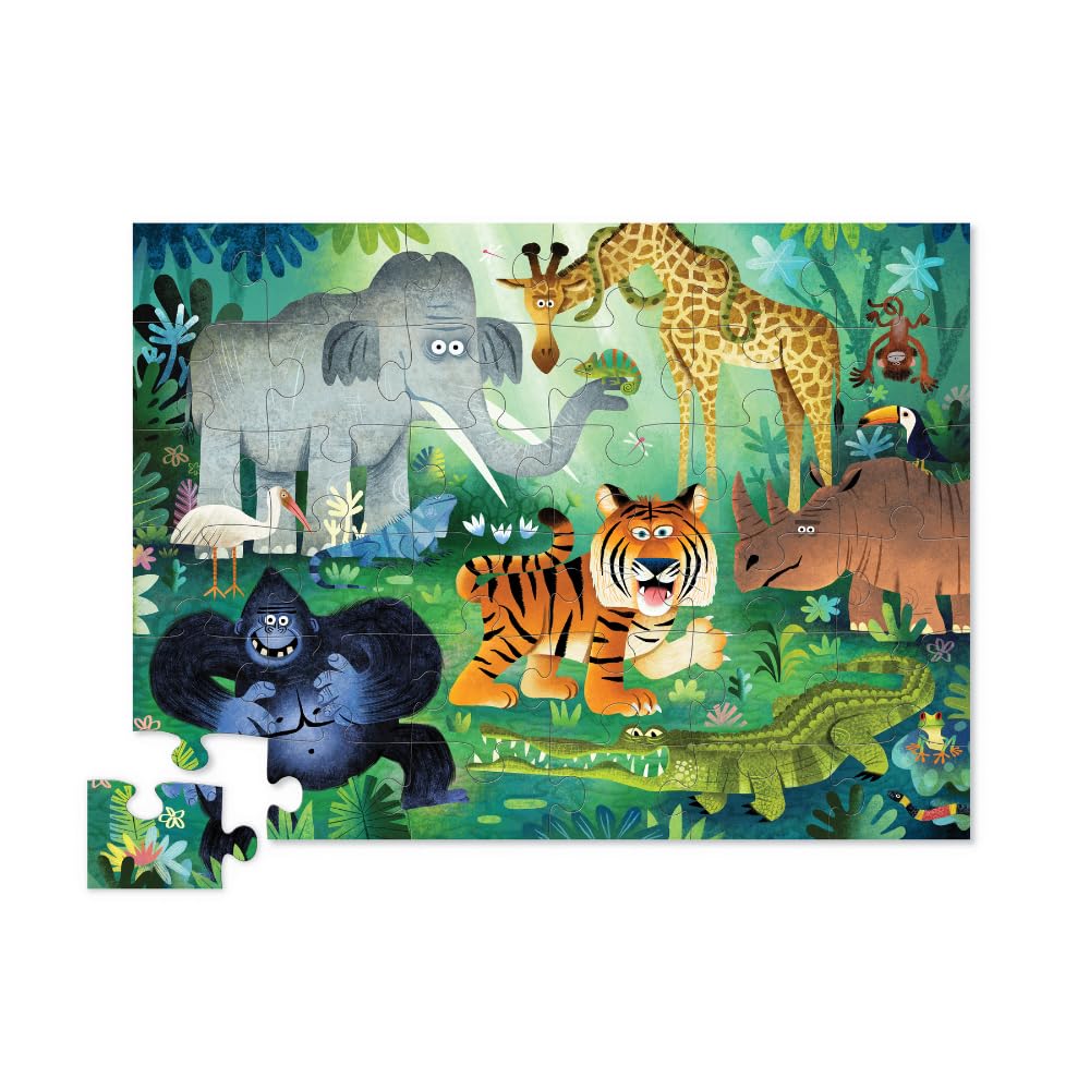 Crocodile Creek heavy-duty storage box keeps puzzle pieces organized and portable.