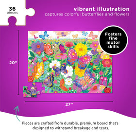 Crocodile Creek heavy-duty storage box keeps Butterfly Garden puzzle pieces organized after play.