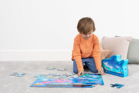 Crocodile Creek big-pieces floor puzzle supports fine motor skills while kids assemble