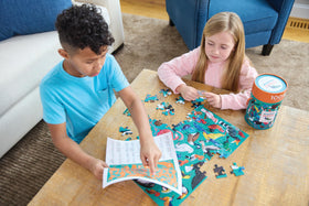 Crocodile Creek kids puzzle-play supports ages 6 and up.