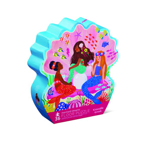 Crocodile Creek Mermaid Dreams puzzle artwork in vibrant colors inviting imaginative play.