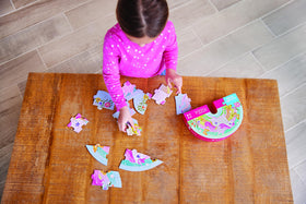 Crocodile Creek Playful Pets finished image shows family puzzle time