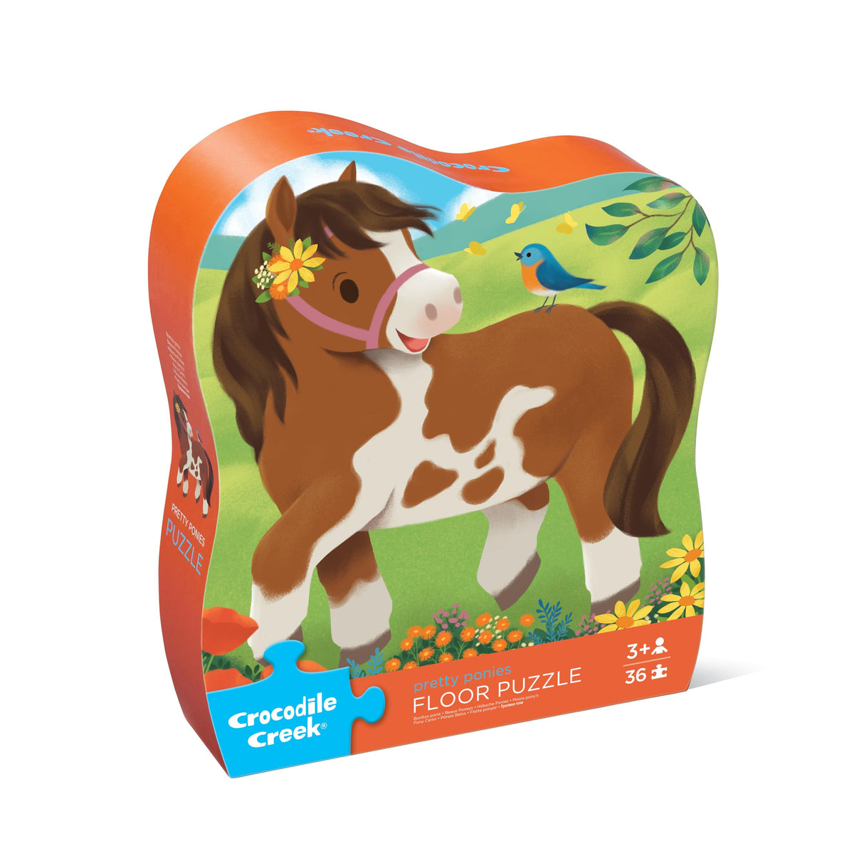 Crocodile Creek Pretty Ponies puzzle box—durable storage for kids puzzles.