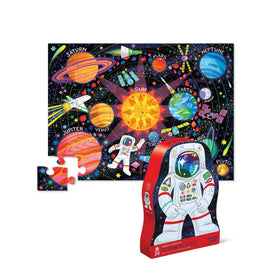 Crocodile Creek space-explorer puzzle cover with vibrant art for imaginative play.