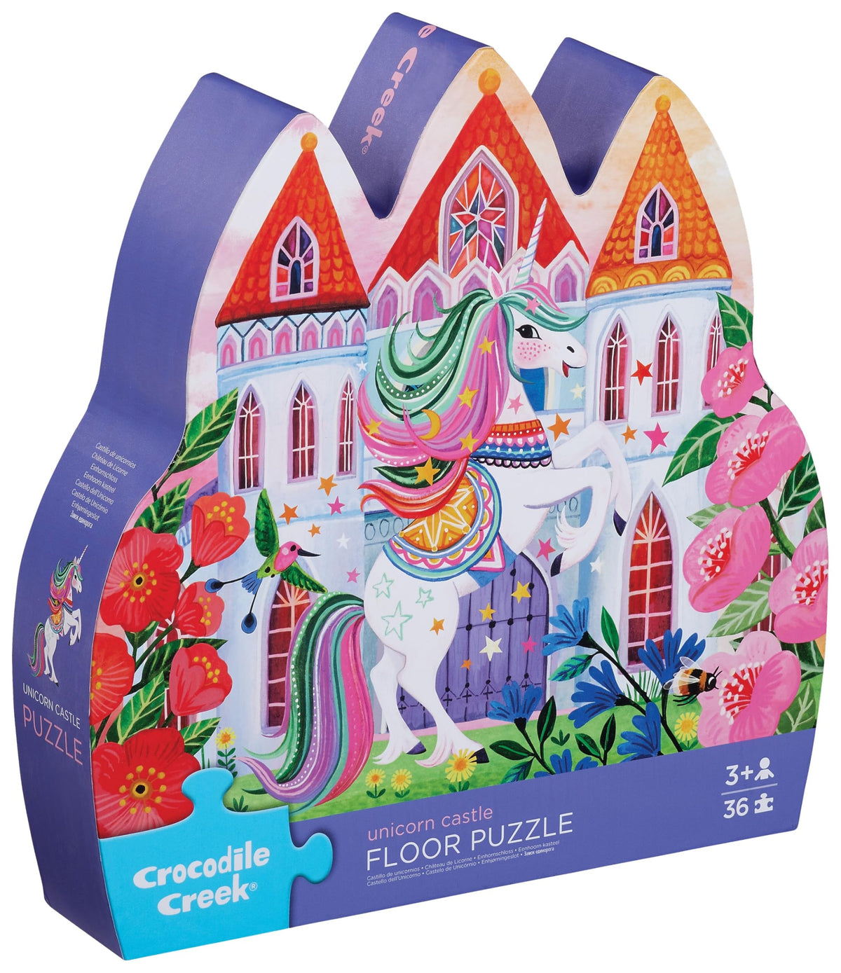 Crocodile Creek Unicorn Castle 36-piece puzzle for kids 3+ promotes hand-eye coordination and imaginative play
