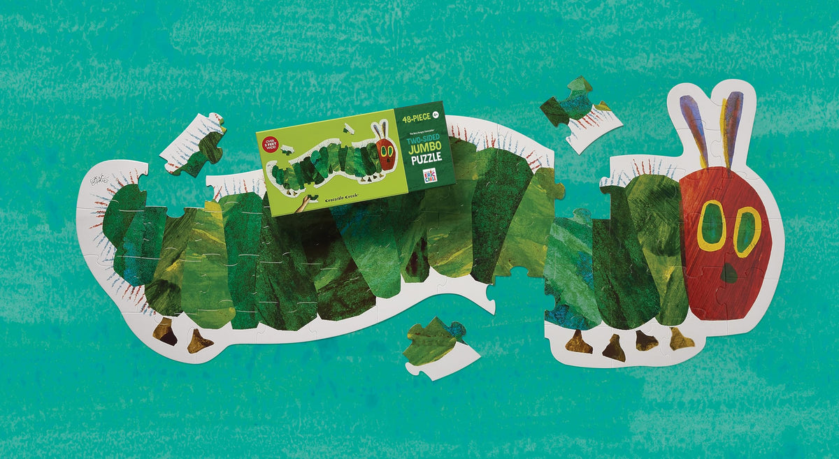 Crocodile Creek Very Hungry Caterpillar puzzle box with bold artwork for storage.