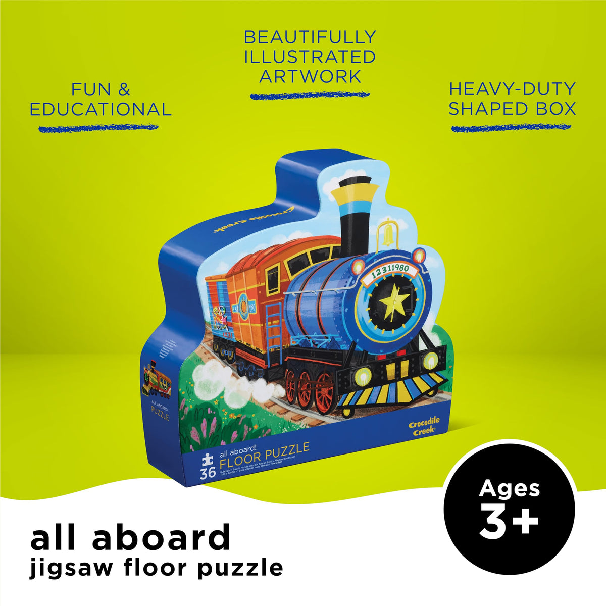 Crocodile Creek All Aboard heavy-duty storage box for easy puzzle storage