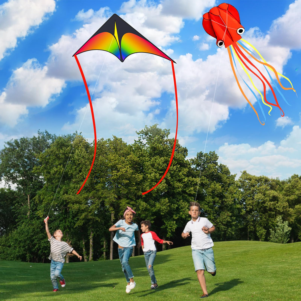 Crogift red octopus kite features long tail for playful flights